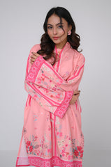 Preet Print Edit By Suitsu Stitched Summer Suit-Blossom Pink Aura