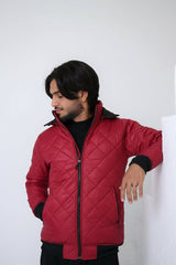 Winter Men's Core By Suitsu Stitched Western Suit-Crimson Shield Puffer