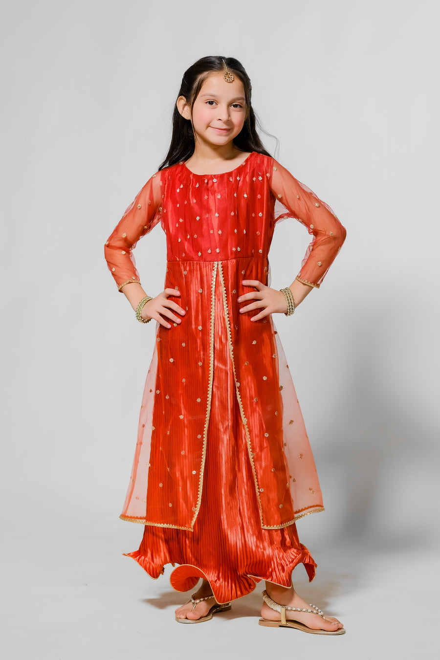 Sprinkles Stitched 1 Piece Formals Shirts Kids Collection'2025-Amber Radiance - 1pc - Embelished