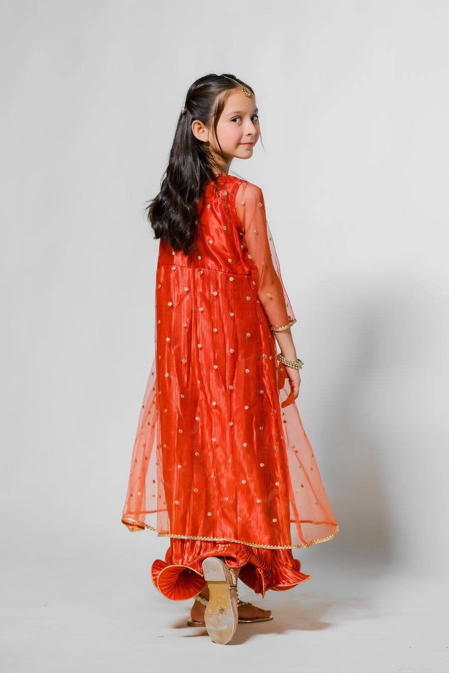 Sprinkles Stitched 1 Piece Formals Shirts Kids Collection'2025-Amber Radiance - 1pc - Embelished