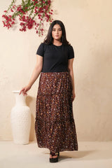 Sprinkles Stitched 1 Piece Summer Bottoms Kids Collection'2025-Mocha Dream Allover Floral Print Skirt