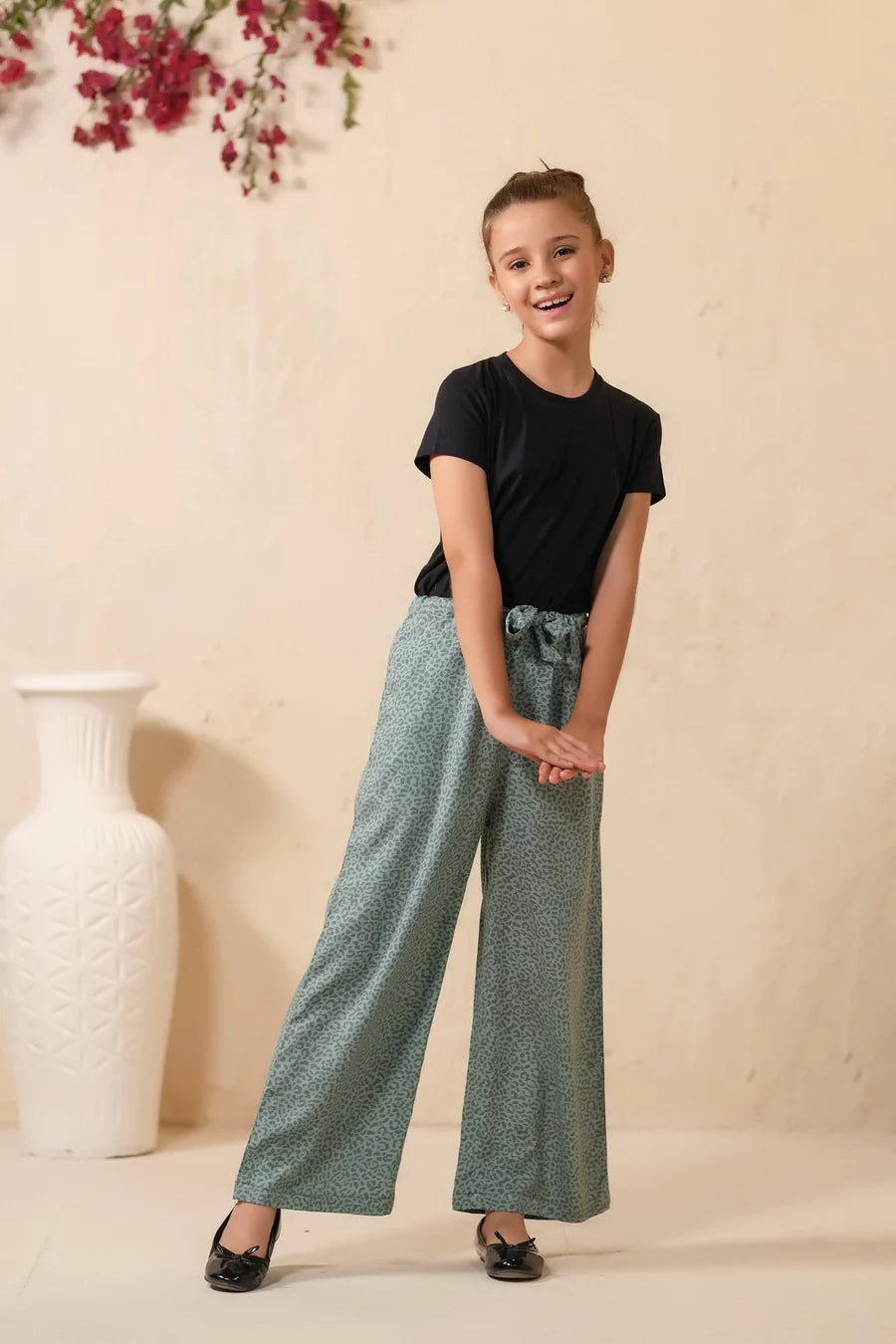 Sprinkles Stitched 1 Piece Summer Bottoms Kids Collection'2025-Frenchy Ditsy Floral Print Wide Leg Trouser
