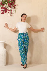 Sprinkles Stitched 1 Piece Summer Bottoms Kids Collection'2025-Green Floral Print Wide Leg Trousers