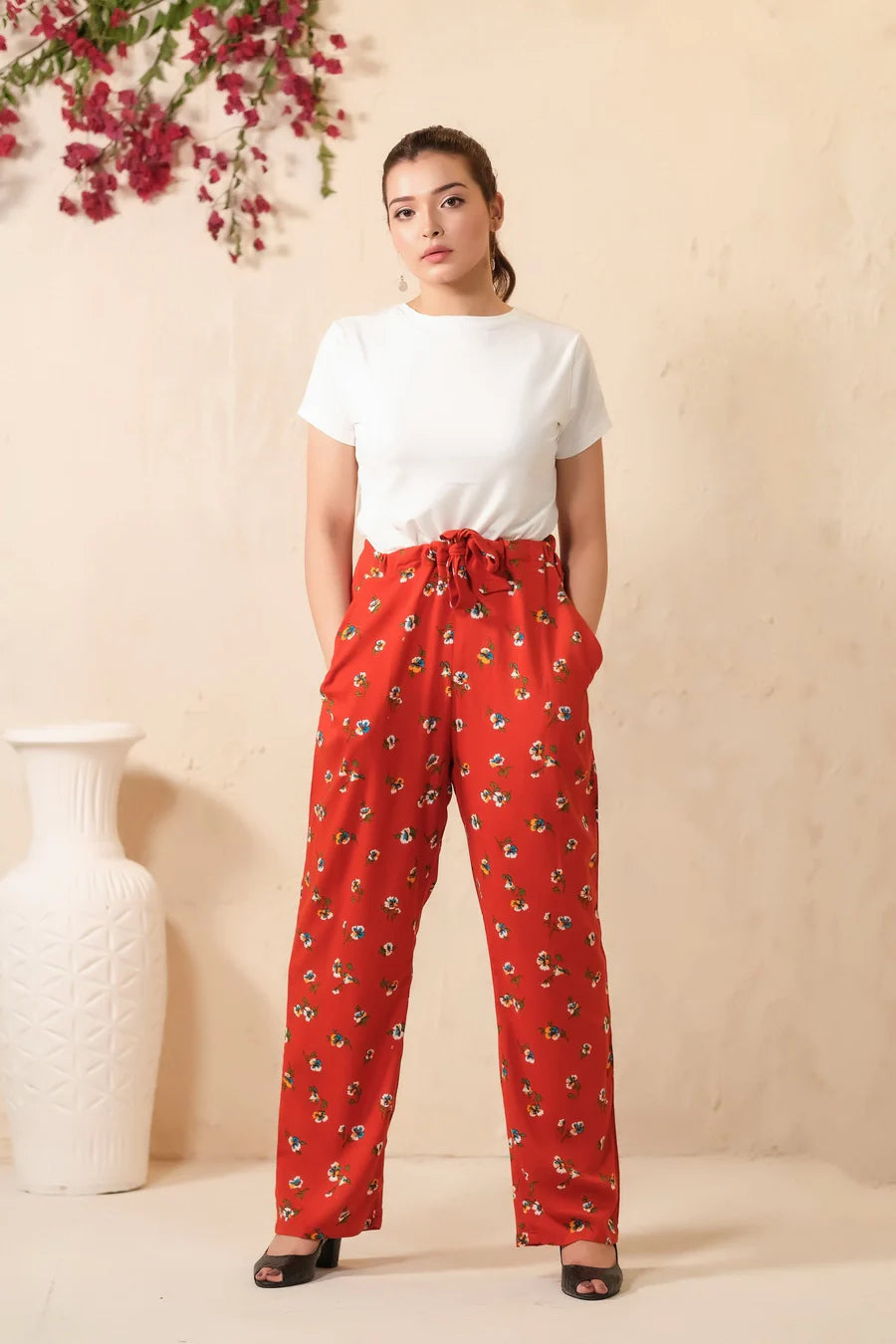 Sprinkles Stitched 1 Piece Summer Bottoms Kids Collection'2025-Mod Floral Print Wide Leg Trouser