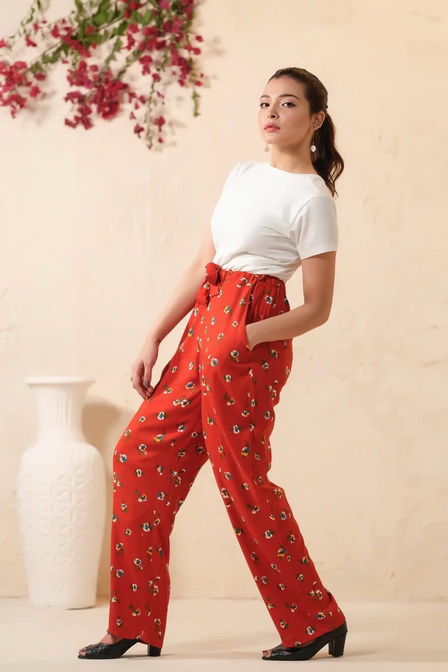 Sprinkles Stitched 1 Piece Summer Bottoms Kids Collection'2025-Mod Floral Print Wide Leg Trouser