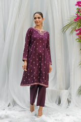 Dhaga Stitched 2 Piece Co Ords Summer Collection'2025-Purple Embroidered
