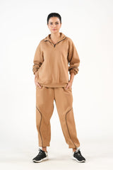 Sprinkles Stitched 2 Piece Winter Co Ord Sets Women Collection'2025-Linear Coffee Brown - 2pcs Co-Ord Set