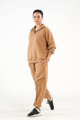 Sprinkles Stitched 2 Piece Winter Co Ord Sets Women Collection'2025-Linear Coffee Brown - 2pcs Co-Ord Set