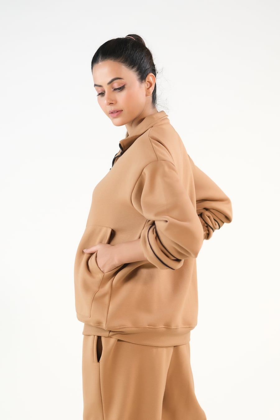 Sprinkles Stitched 2 Piece Winter Co Ord Sets Women Collection'2025-Linear Coffee Brown - 2pcs Co-Ord Set