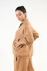 Sprinkles Stitched 2 Piece Winter Co Ord Sets Women Collection'2025-Linear Coffee Brown - 2pcs Co-Ord Set