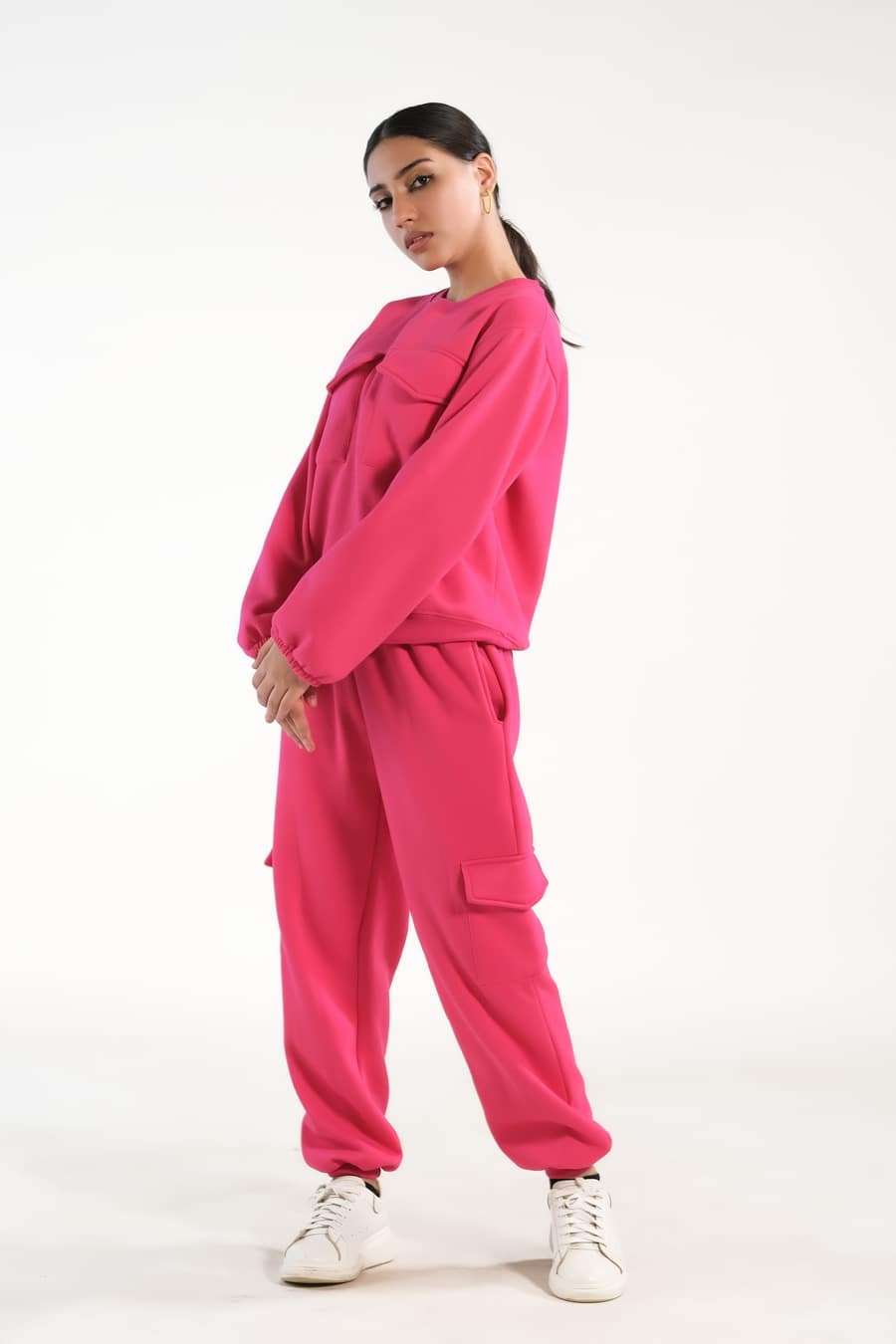 Sprinkles Stitched 2 Piece Winter Co Ord Sets Women Collection'2025-Flappy Hot Pink - 2pcs Co-Ord Set