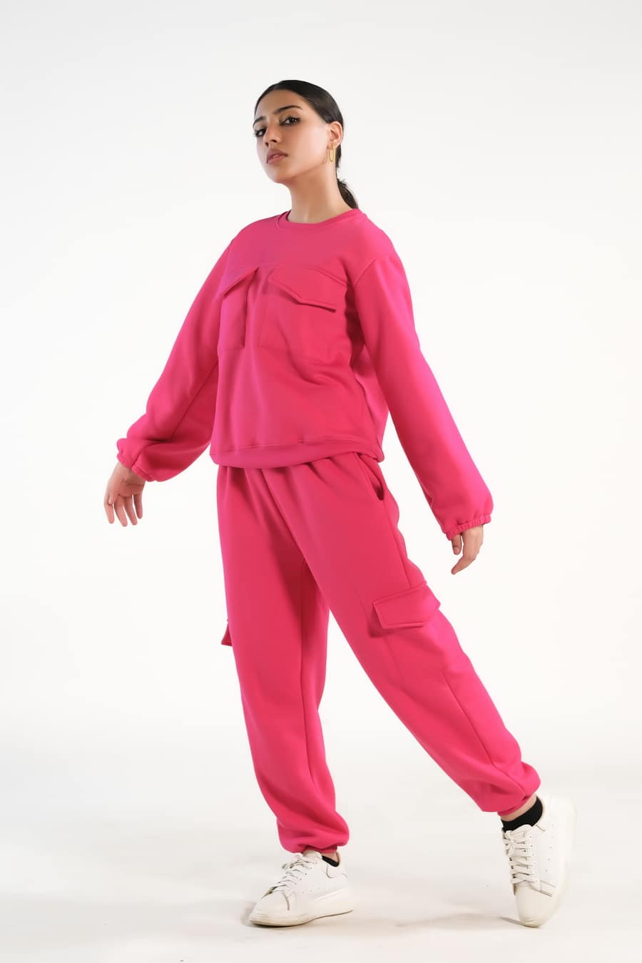 Sprinkles Stitched 2 Piece Winter Co Ord Sets Women Collection'2025-Flappy Hot Pink - 2pcs Co-Ord Set