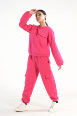 Sprinkles Stitched 2 Piece Winter Co Ord Sets Women Collection'2025-Flappy Hot Pink - 2pcs Co-Ord Set