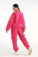 Sprinkles Stitched 2 Piece Winter Co Ord Sets Women Collection'2025-Flappy Hot Pink - 2pcs Co-Ord Set