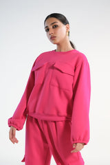 Sprinkles Stitched 2 Piece Winter Co Ord Sets Women Collection'2025-Flappy Hot Pink - 2pcs Co-Ord Set