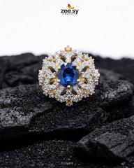Floral Center Stone Cluster Ring