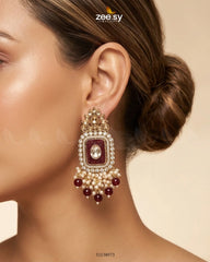 Zeesy-Floral Square Stone Bridal Earrings
