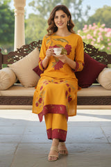 Brandlo Stitched 2 Piece Suit-MUSTARD FLORAL