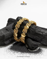 Floral Medallion Cuff Bangles - Zeesy Jewellery