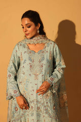Aylin Unstitched 3 Piece Luxury Silk Edit Collection'2025-Blue Mist