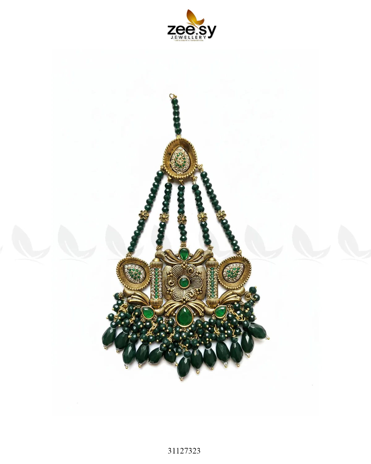 Shyama Beaded Pearl Jhumar Green - Zeesy Jewellery