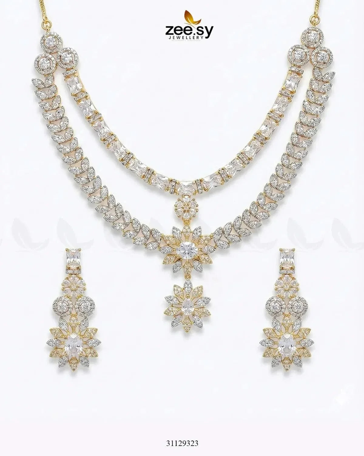Winter Leaf Crystal Necklace Set