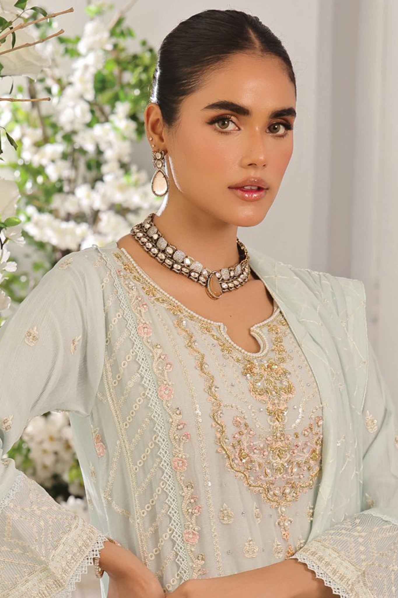 Guzel Jahanara Stitched 3 Piece Festive Formals Chiffon Collection'2024-GC-01