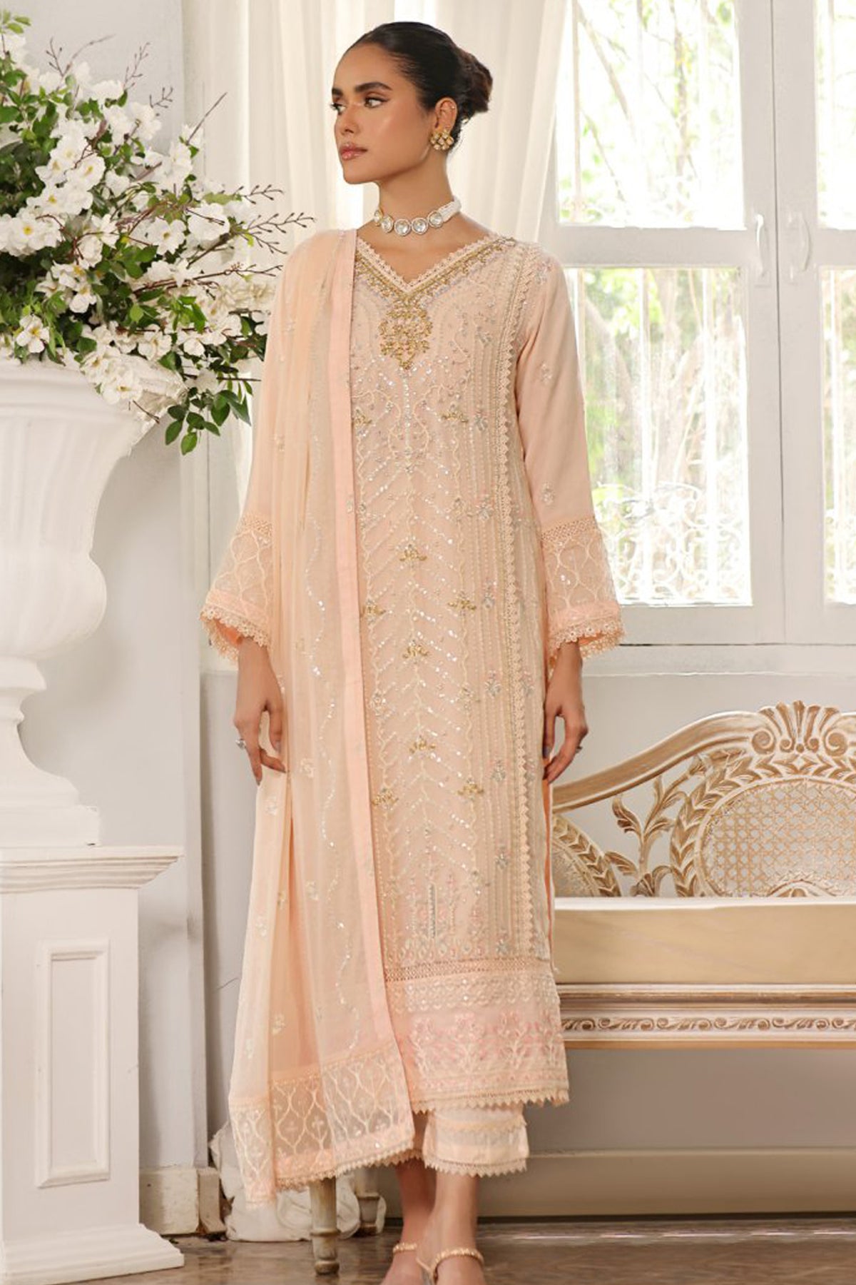 Guzel Jahanara Stitched 3 Piece Festive Formals Chiffon Collection'2024-GC-05