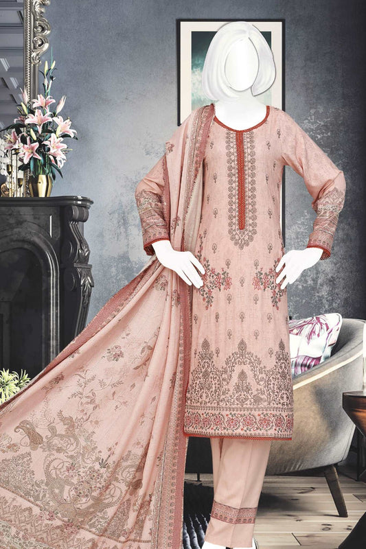 Aashiana by Shomi Unstitched 3 Piece Peach Cross Slub Collection'2022-GE-7289