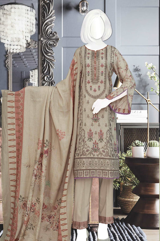 Aashiana by Shomi Unstitched 3 Piece Peach Cross Slub Collection'2022-GE-7291