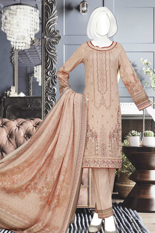 Aashiana by Shomi Unstitched 3 Piece Peach Cross Slub Collection'2022-GE-7293