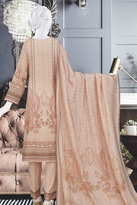 Aashiana by Shomi Unstitched 3 Piece Peach Cross Slub Collection'2022-GE-7293