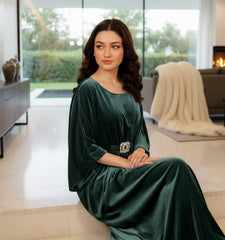 Veloria By Dressline Velvet Kaftan Winter Collection'2025-veloria-stitched-forest-jewel