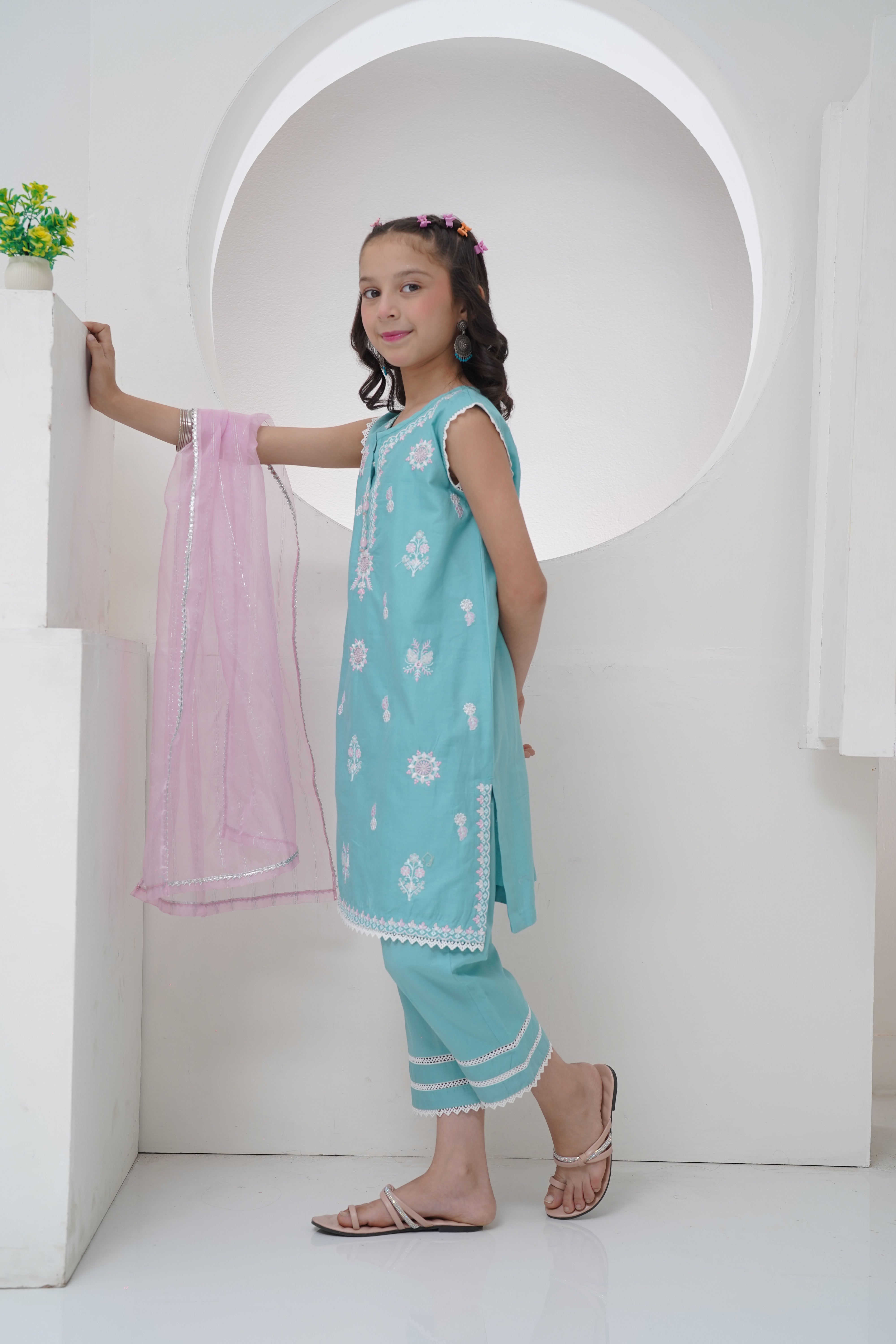 Mahroo Stitched 3 Piece Formals Kids Collection'2025-GS-EMB-002
