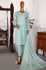 HZ Festive Hues Stitched 3 Piece Linekari Emb Lawn Collection'2024-GSL-02-Sky Blue