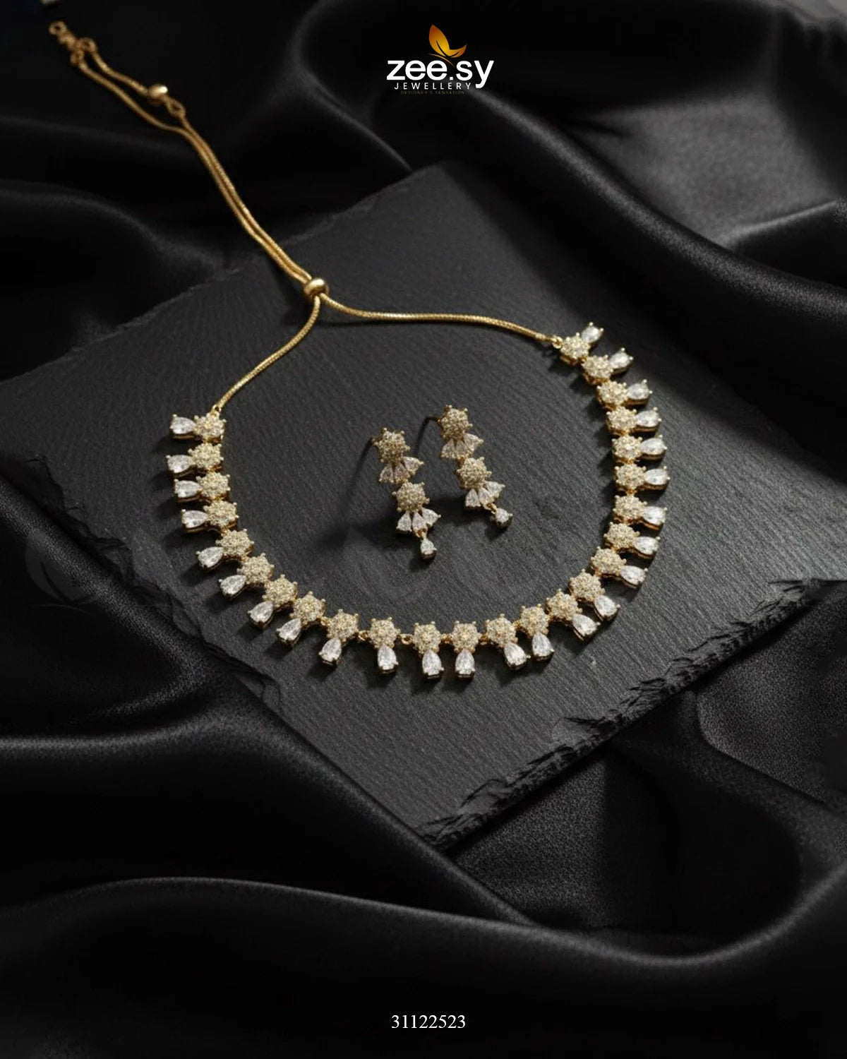 Artisan Sentimental Centerpiece Necklace Set Golden White - Zeesy Jewellery