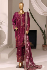 Bin Saeed Stitched 3 Piece Luxury Jacquard Vol-01 Suit-JAQ-2933-PURPLE
