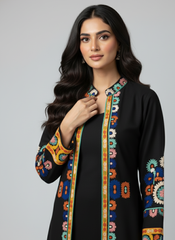Brandlo PK Black Ethnic Print Long Shrug 2-Piece Set (YL 13)