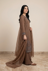 Amna Ali Nawaz Stitched 3 Pc Embroidered Suit - 8031 - (Cotton Silk With Monarch Dupatta)
