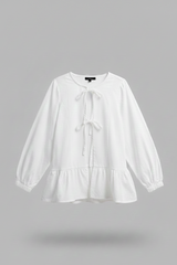 Urban Cut White Cotton Peplum Shirt