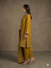 Abeera Exclusive Stitched 3 Piece Summer Jacquard Suit-J-11