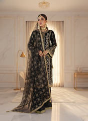 Dhanak By Dressline Unstitched 3 Piece luxury Emb Organza Collection'2025-dhanak-unstitched-midnight-onyx