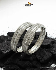 Geometric Cuff Key Bangles - Silver - Zeesy Jewellery