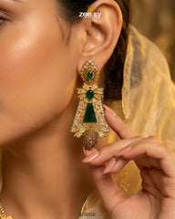 Zeesy-Gilded Gemstone Hasli Necklace Set