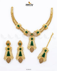 Zeesy-Gilded Gemstone Hasli Necklace Set