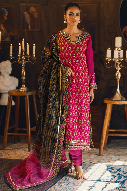 Qarmazi By Zaaviay Stitched Giti (Three Piece)