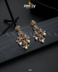 Golden Orchid Elegance Earrings Blue - Zeesy Jewellery