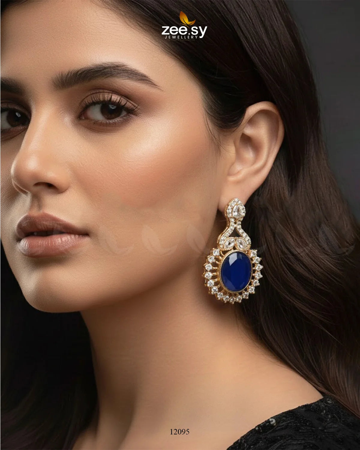 Golden Aaina-e-Dil Earrings - Zeesy Jewellery