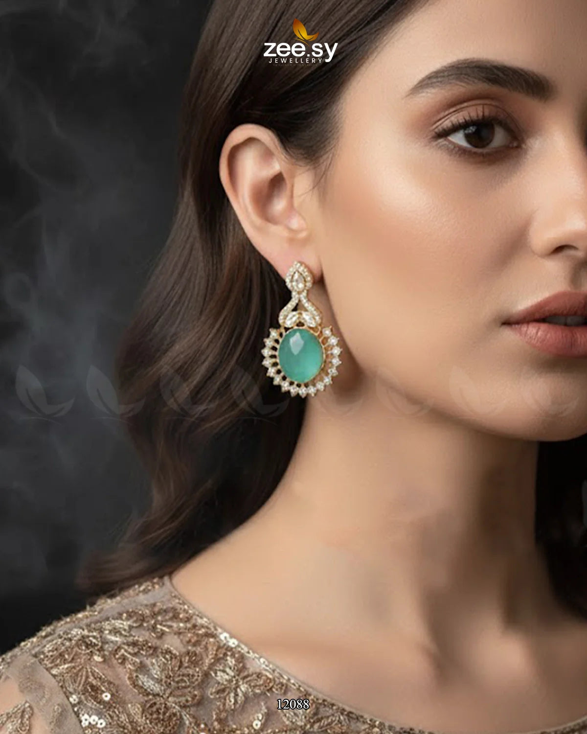 Golden Aaina-e-Dil Earrings - Zeesy Jewellery