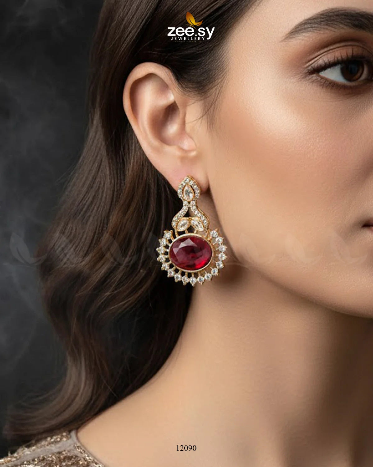 Golden Aaina-e-Dil Earrings - Zeesy Jewellery